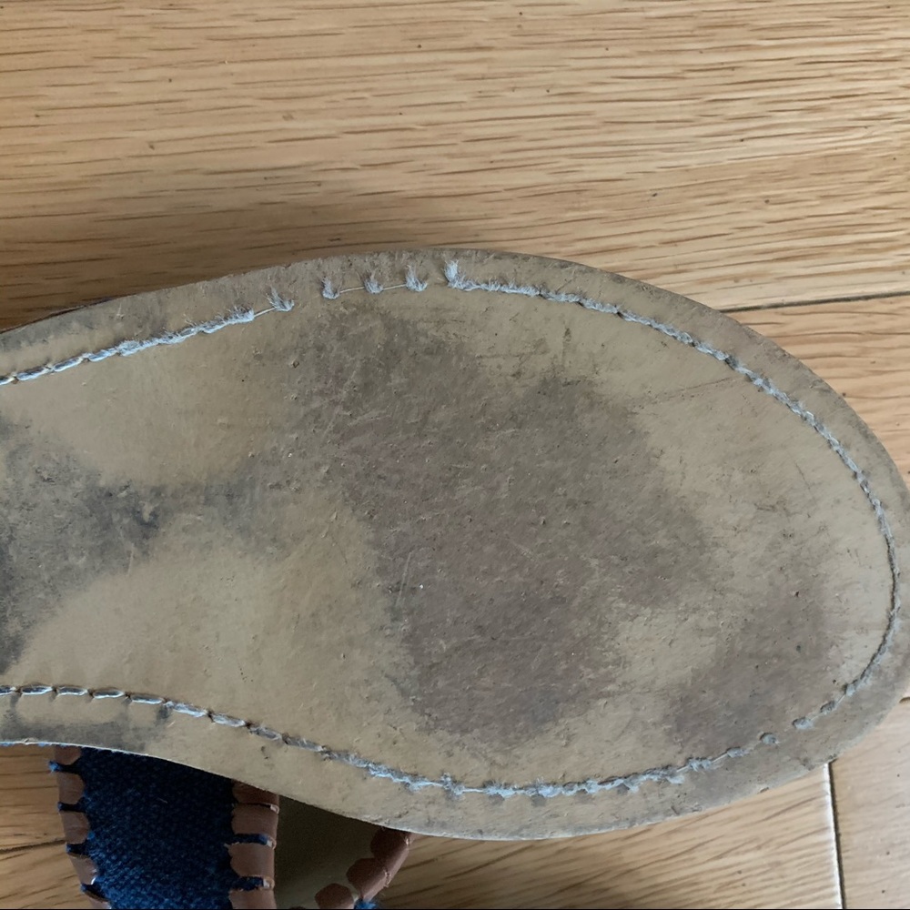 Jack Rogers Denim Blue Brown Flat Sandals 6 - Picture 4 of 6